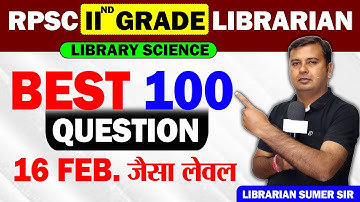 महामेराथन LIVE CLASS🔴 RPSC Librarian IInd Grade 👉🏼 Top-100 QUES 🔴 New Library Vacancy