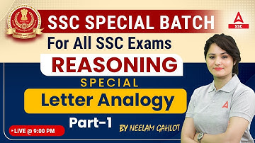SSC CGL/ SSC CHSL/ SSC MTS | Reasoning by Neelam Gahlot | Letter Analogy #1