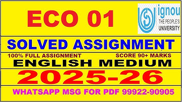 ECO 01 solved assignment 2025-26 in English || eco 01 solved assignment 2026 || eco1 2025-26