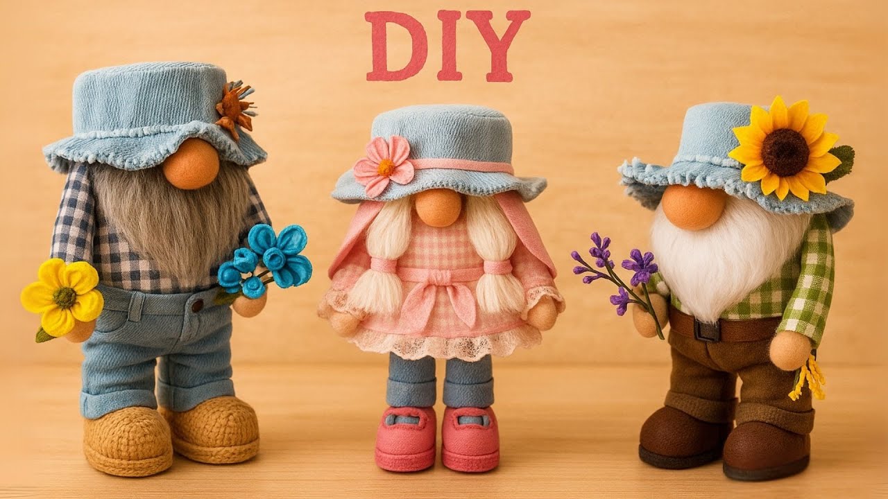 Gnomos hechos con latas y tela