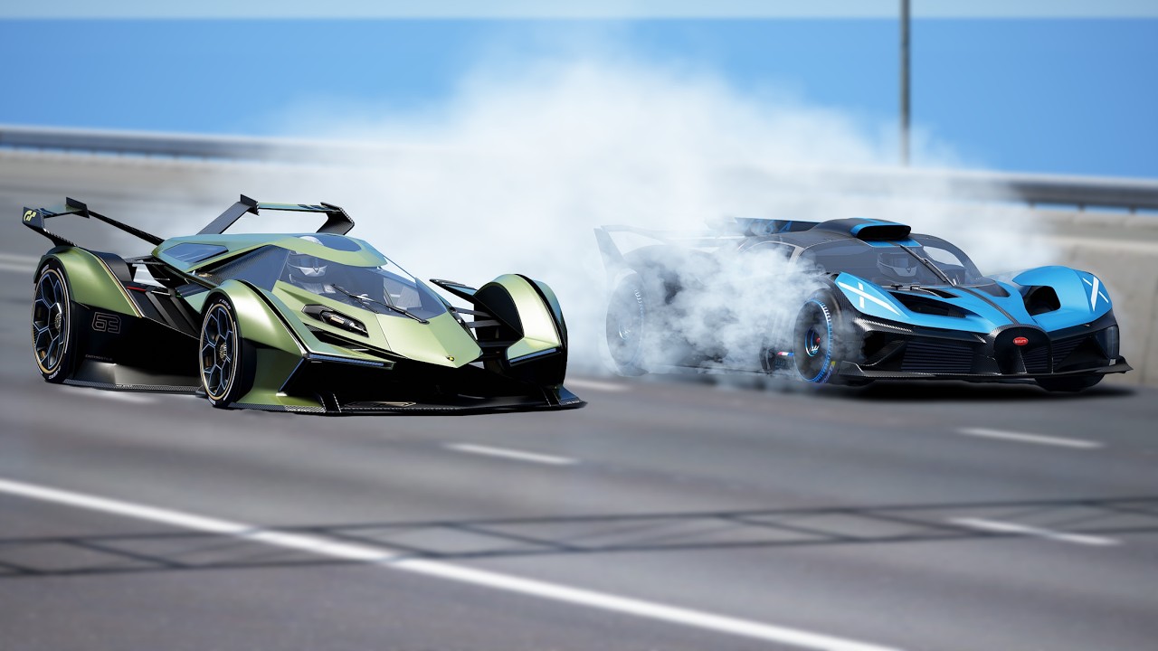 1,000KMH!!! Bugatti Bolide vs Lamborghini Vision GT | DRAG & TRACK RACE ...