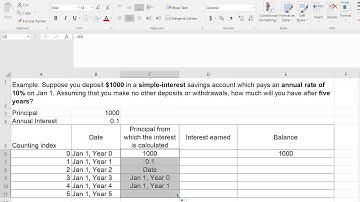 Excel demo for a simple interest example