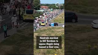 Hundreds marched to RAF Barnham to oppose illegals being housed in their area.