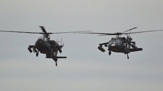 Boeing AH-64D Apache and Sikorsky UH-60A Black Hawk US Army arrival RAF Fairford RIAT 2015 AirShow
