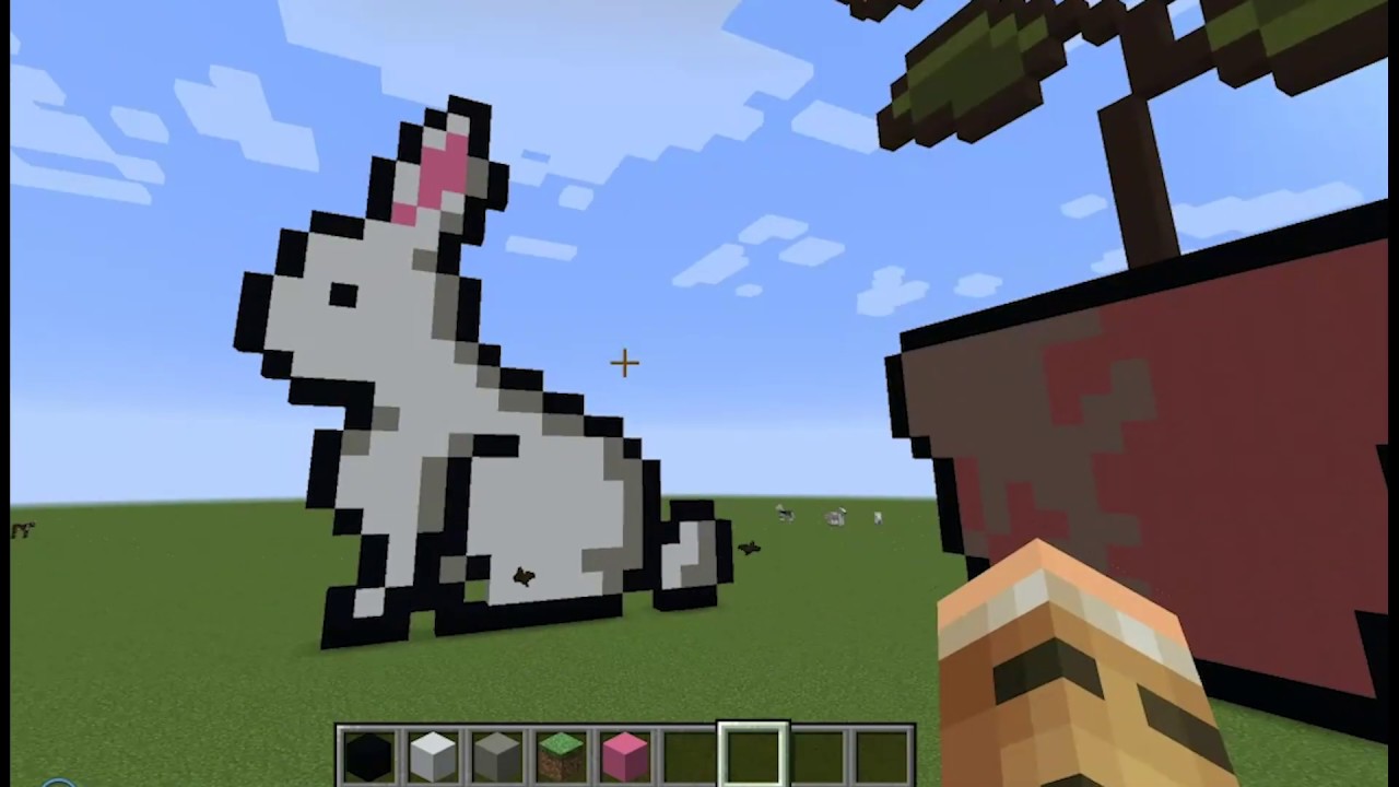 Minecraft Pixel Art Build Rabbit Youtube