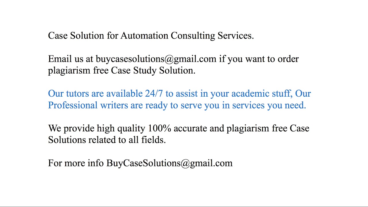 Case Solution Automation Consulting Services