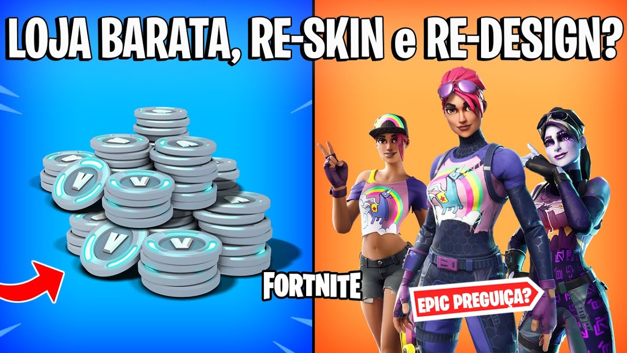 FORTNITE SKIN LOJA MUITO BARATA, RESKINS e REDESIGN POLÊMICA? YouTube