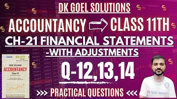 FINANCIAL STATEMENTS WITH ADJUSTMENT CLASS 11 | DK GOEL|CH 21| Q-12,13,14 | ACCOUNTS|JOURNAL ENTRIES