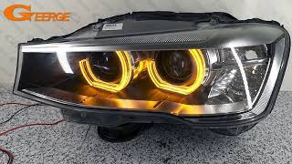For BMW X3 F25 LCI G01 X4 F26 G02 Switchback DRL Turn Signal DTM M4 Style LED Angel Eyes Halo Rings