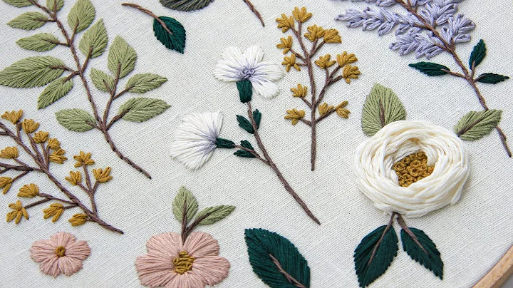 Lilac and cherry blossom. Embroidered Botanical el...