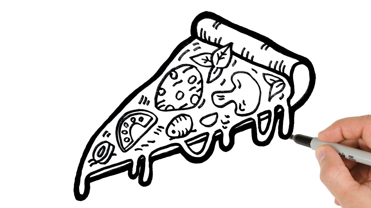 How to Draw Pizza Easy | Food Drawing Tutorial - YouTube