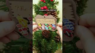 Mittens With Grandkids Names | Christmas Gift | Personalized 2-Layered Wooden Ornament