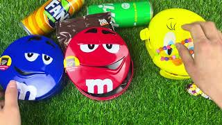 Satisfying video | Unboxing 3 M&M'S boxes with rainbow candy Lolipops Skittles Big ASMR Minecraft