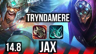 TRYNDAMERE vs JAX (TOP) | 8/0/0, 8 solo kills, Legendary | KR Grandmaster | 14.8
