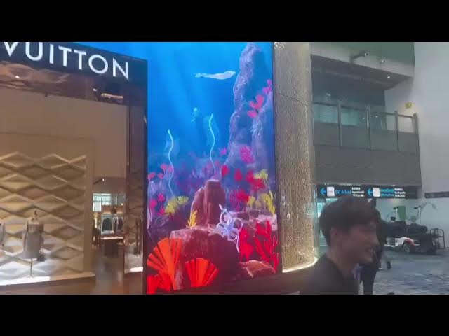 Louis Vuitton at Changi Airport Singapore - marvelous giant screen  storefront .. TerminaL 3, #LV 