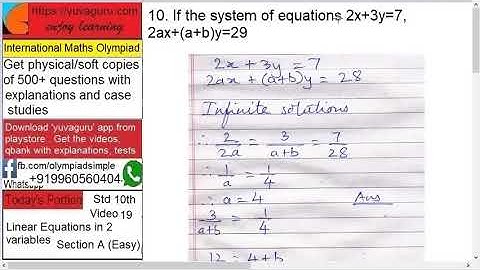 19 IMO Int maths Olympiad Video Std 10 Linear Equations with 2 variables freeVideo2 by Vishal Mantri