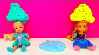 Elsa and Anna toddlers slime competition