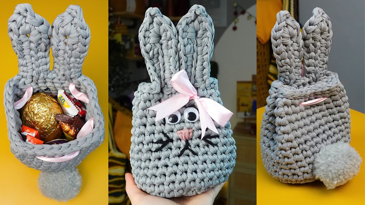 Crochet Easter Bunny Drawstring Bag NO SEW Pattern | DIY Quick and Easy Crochet Easter Idea