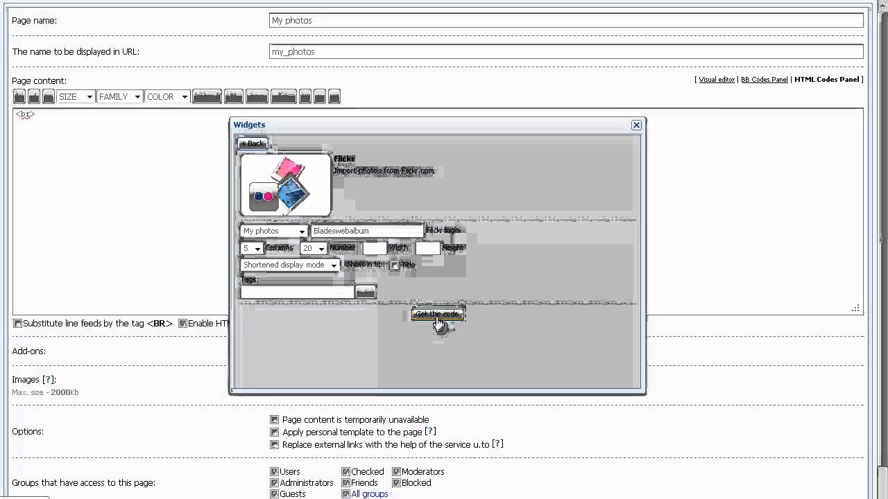 Adding Flickr widget - YouTube