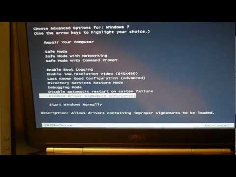 Windows 7 64-bit Disable Driver Signature Enforcement