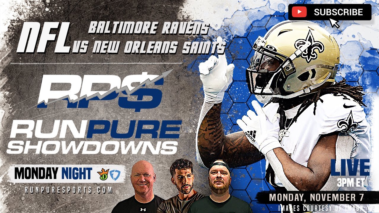 MONDAY NIGHT DRAFTKINGS SHOWDOWN PICKS | 2022 NFL WEEK 9 DFS | BALTIMORE RAVENS V NEW ORLEANS SAINTS