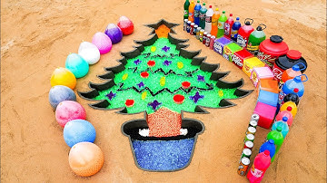 How to make CHRISTMAS TREE with Balloons of Orbeez, Giant Coca-Cola, Mtn Dew, Fanta vs Mentos