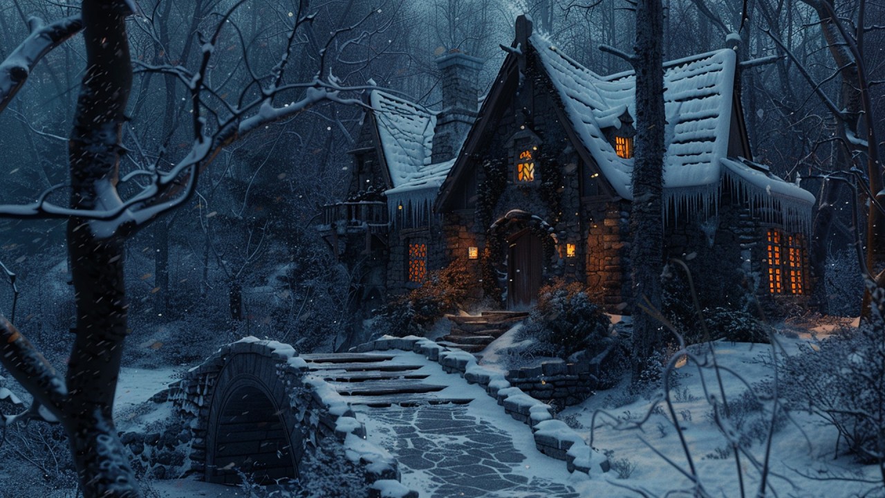 Winter Cottage in the Frozen Forest | Medieval Celtic Winter Ambience for Relaxation & Deep Focus