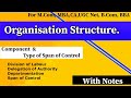 Component of Organization Structure. Departmentation, Division of Labour, Span of Control,