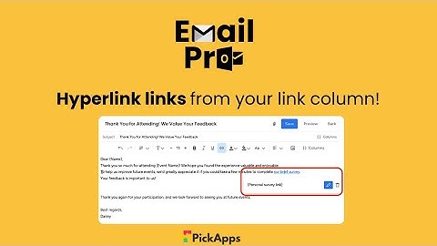 Email Pro - Hyperlink dynamic link based on your link column!