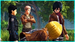 Historia and Mikasa Support Armin - Attack on Titan 2 Game - Armin Friendship Event