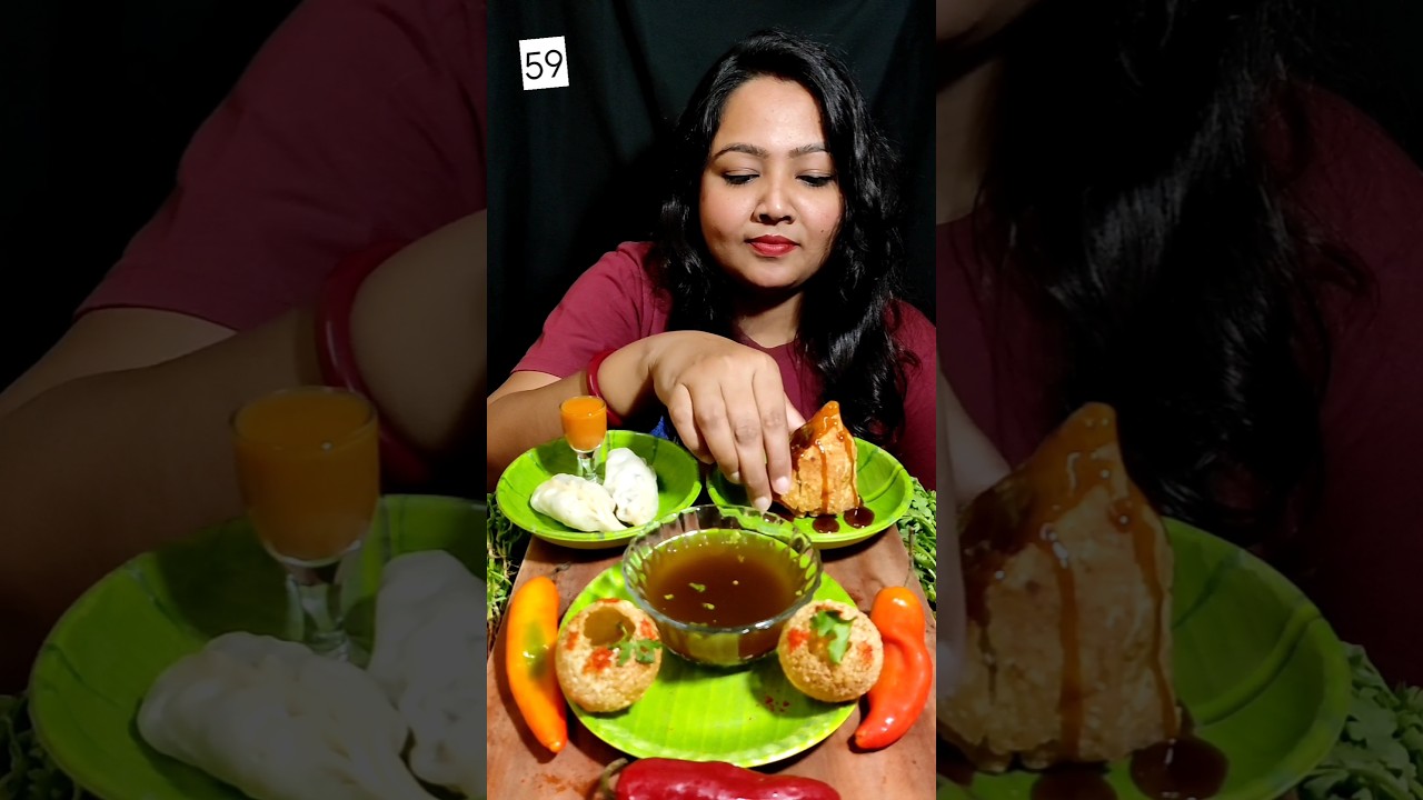 Panipuri, Momo and Samosa eating challenge #shorts #ppeats #panipuri #momos
