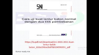 sni 4431 2011 kuat lentur balok dua titik tekan tumpuan