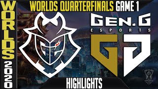 G2 vs GEN Highlights Game 1 | Quarterfinals Worlds 2020 Playoffs | G2 Esports vs Gen G G1