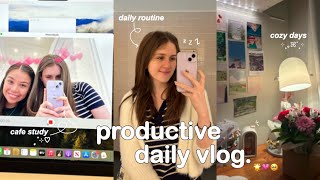 PRODUCTIVE daily vlog  cafe study in the city, daily morning routine, cozy days & a life update₊˚✩