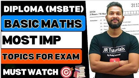 Diploma (MSBTE) | Basic Mathematics | Most Important Topics | Must Watch |