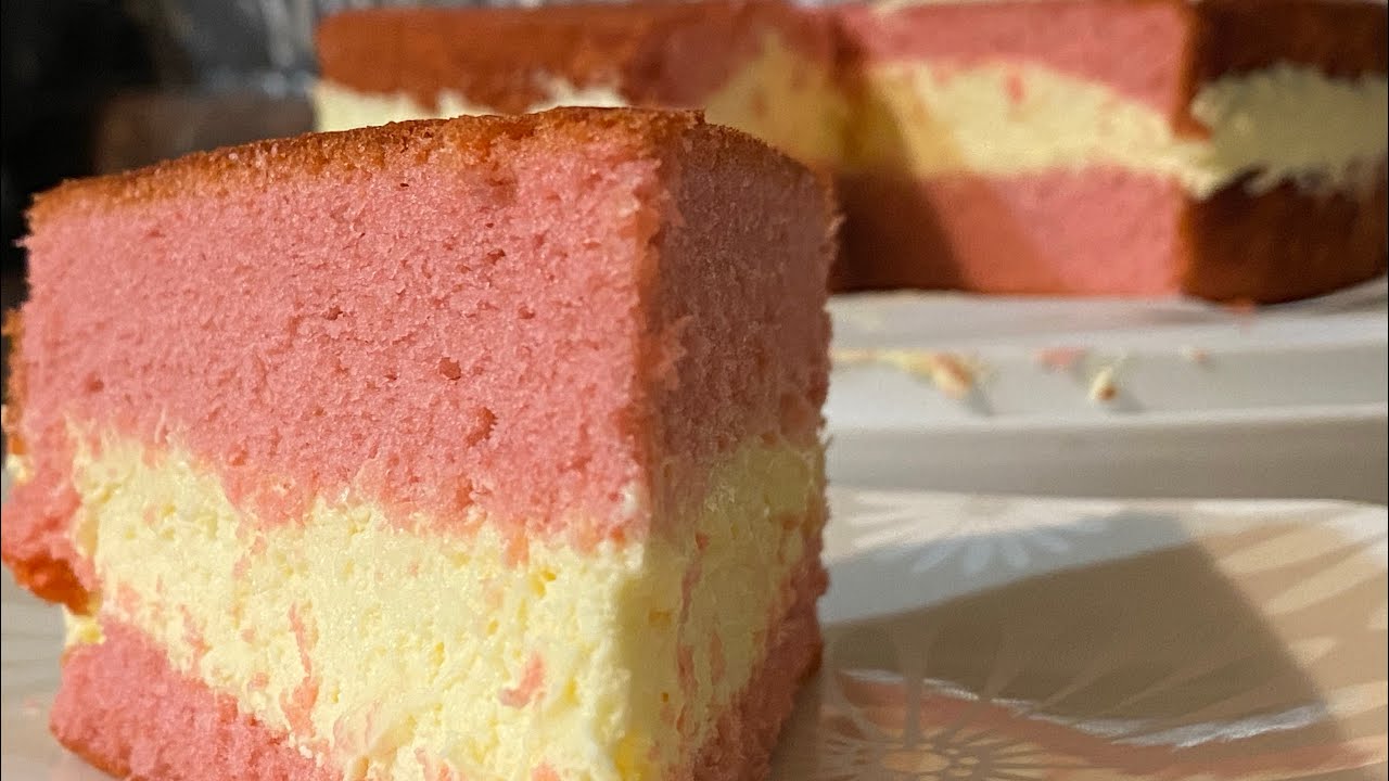 PAN ESPONJA de FRESA 🍓 l Relleno de cheesecake l para 3 Leches l batidora de mano