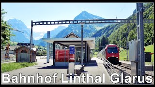 Doppelstockzug der Zürcher S-Bahn (Linie 25) beim End-Bahnhof Linthal, Kanton Glarus, Schweiz 2020