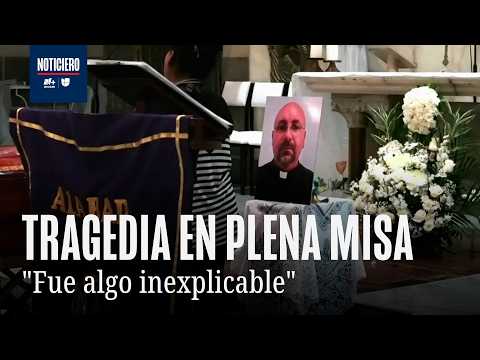 Parishioners bid farewell to Father Patricio Sánchez following tragic accident during mass