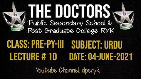 Class Pre-Py-3 Urdu Lecture # 10 [04-June-2021] dpsryk