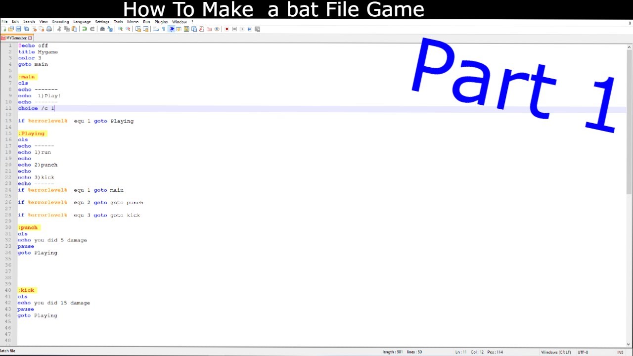 How to Make a Bat File Game Part1 - YouTube