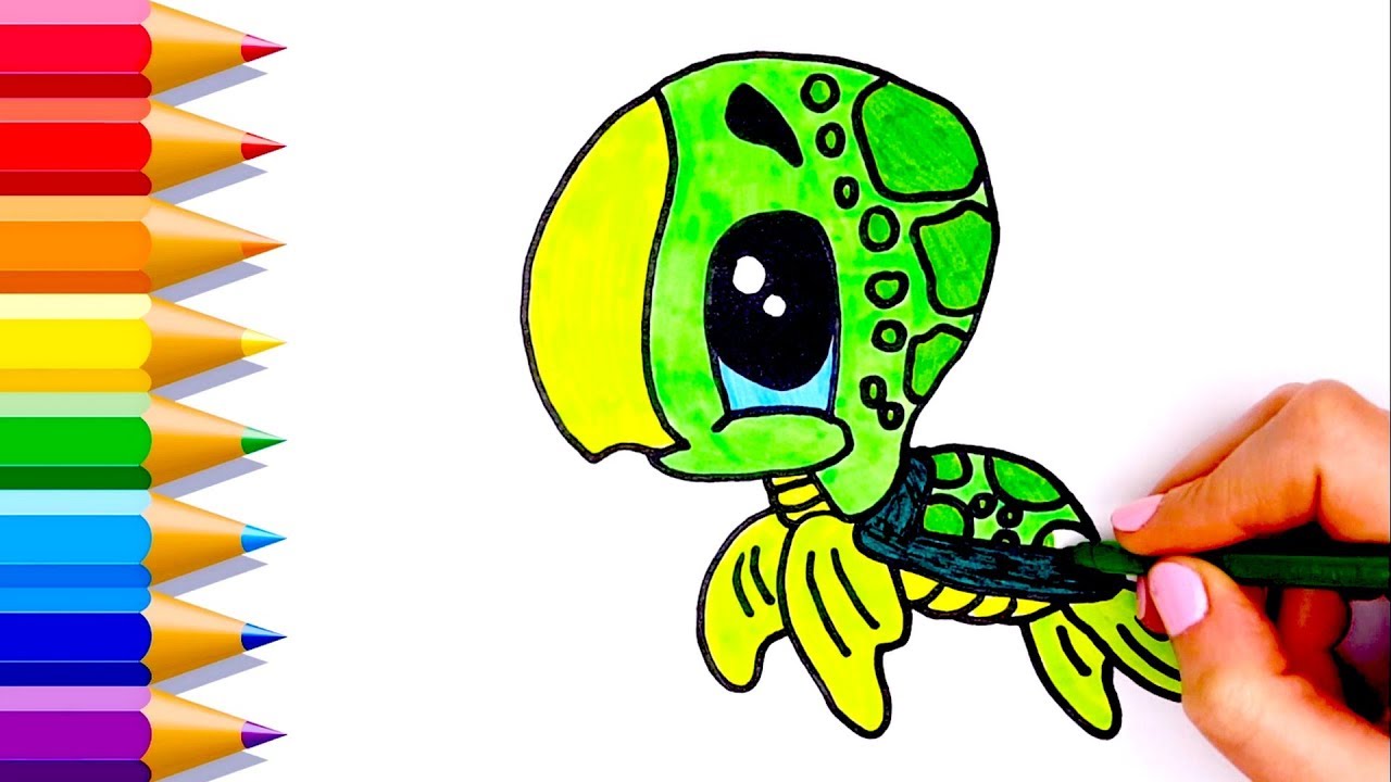 Aprende A Dibujar Una Tortuga Marina Bebe Kawaii How To Draw Cute Baby Sea Turtle Youtube