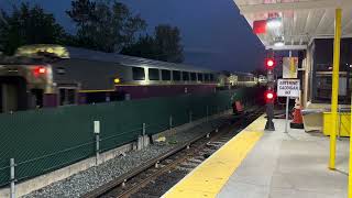 MBTA Commuter Rail New York Central Heritage unit takes the Medium Clear at Braintree