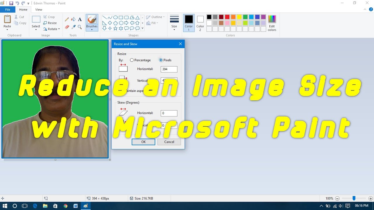 how do i resize a photo to be 5mb in paint