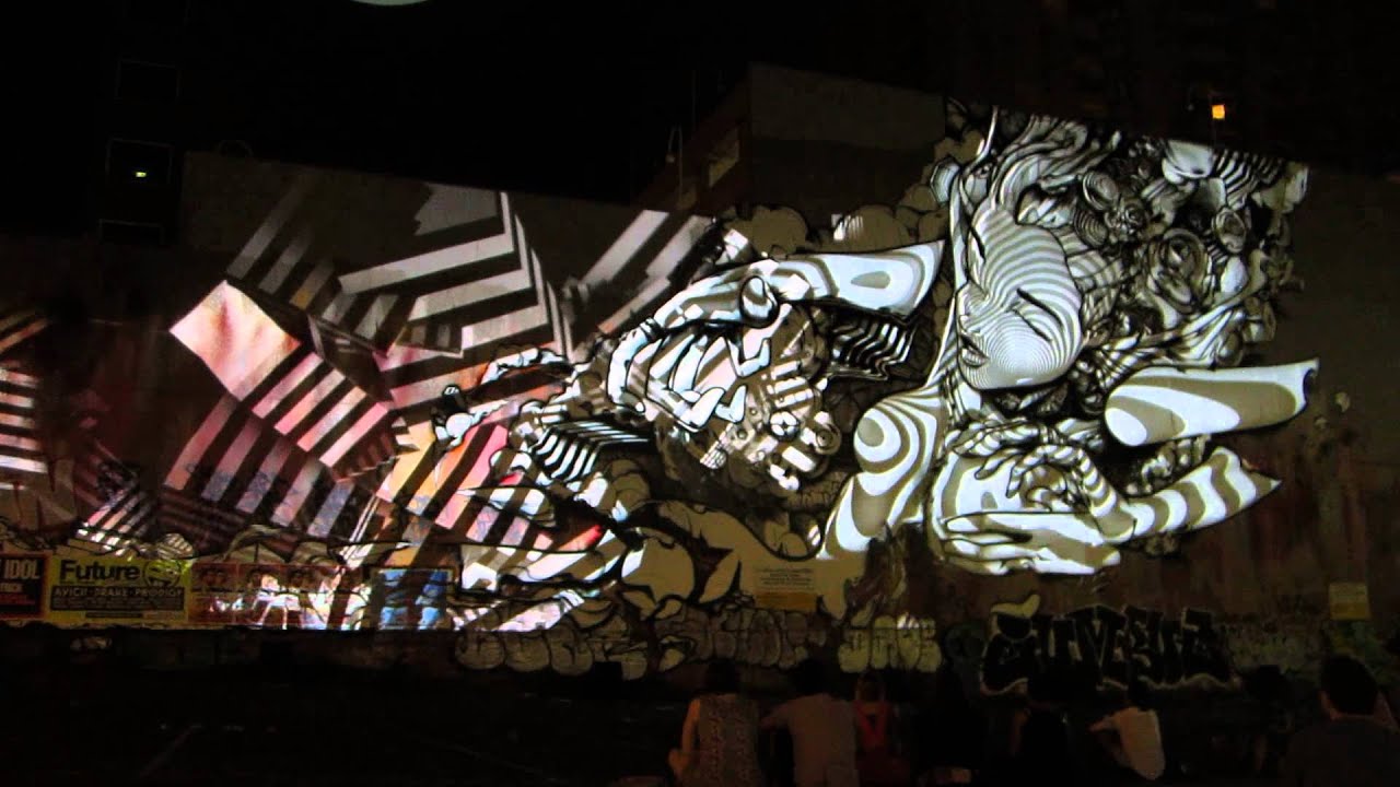Projection on Street Art Show YouTube