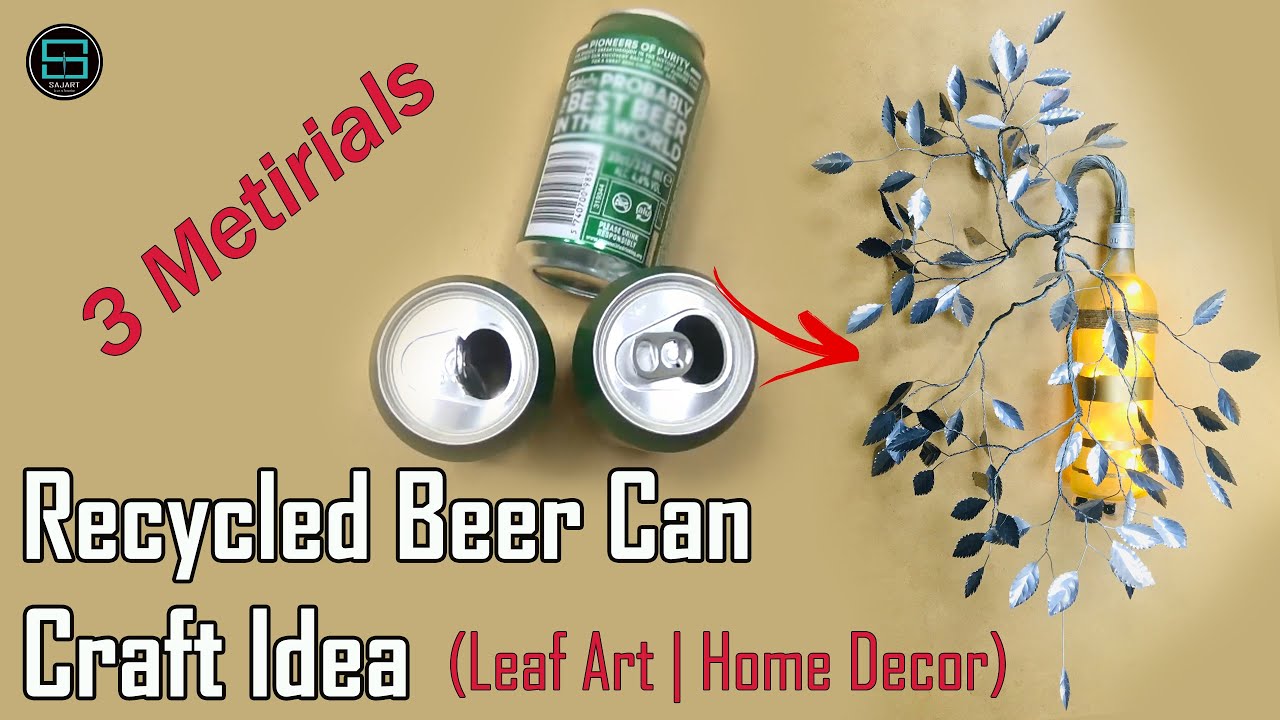 Recycled Beer Can Craft Idea D.I.Y. Leave wall hanging lamp Home