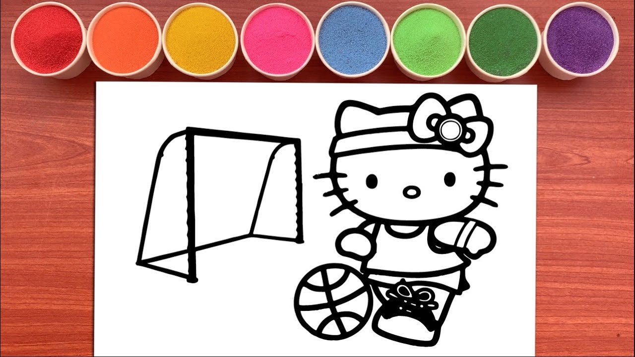 maxresdefault - Tô Màu Tranh Cát Mèo Hello Kitty Đá Bóng