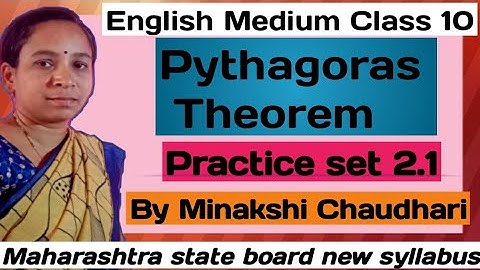 Pythagoras Theorem - Practice set 2.1/Class 10/ Maharashtra state board syllabus
