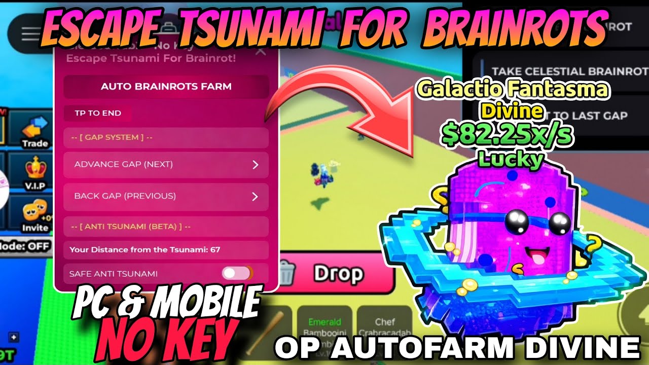 Escape Tsunami For Brainrots Script *NO KEY* - AUTO FARM TELEPORT, DUPE, TP TO END, ANTI-TSUNAMI