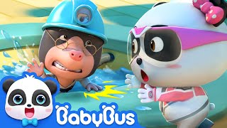 super panda goes on a new mission super panda rescue team babybus cartoon