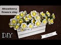 DIY! Clay Flowers TUTORIAL. Strawberries flowers [Air dry clay, cold porcelain, sugarcraft]